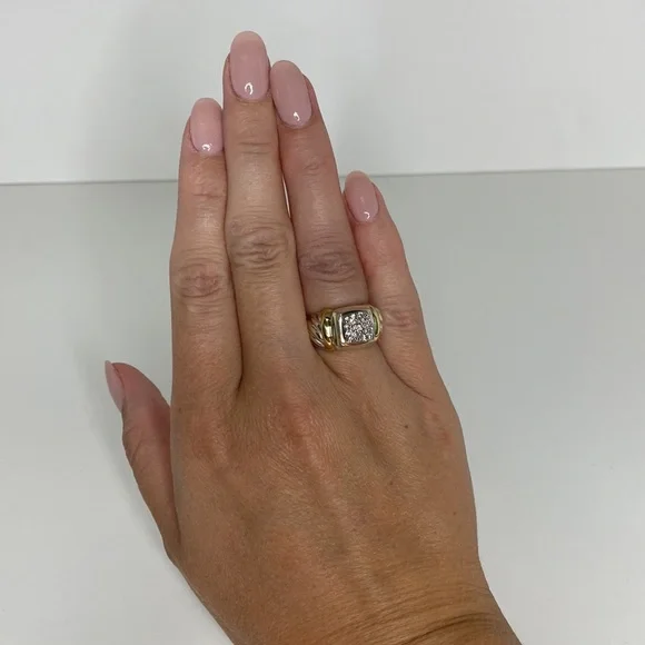 David Yurman Sterling & 18k Gold Pave Diamond Ring - Picture 9 of 11